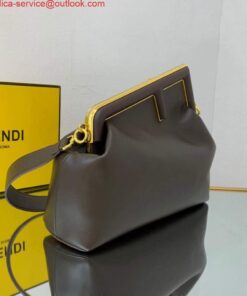 Replica Fendi FIRST Medium Bag Dark Brown Leather 8BP127 2
