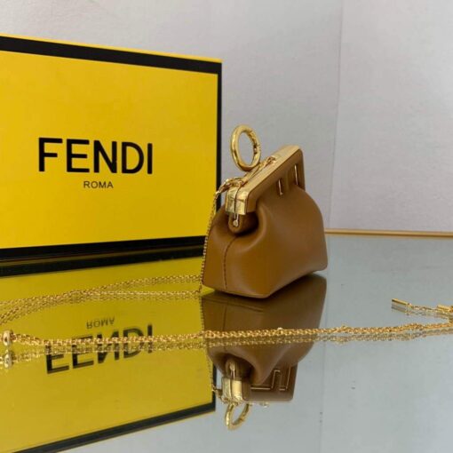 Replica Fendi Nano First Charm Shoulder Bag 7AS051 Tan 2