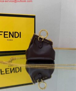 Replica Fendi Nano First Charm Shoulder Bag 7AS051 Dark Brown