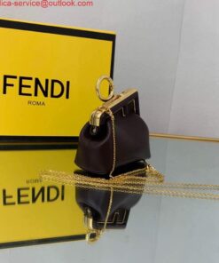 Replica Fendi Nano First Charm Shoulder Bag 7AS051 Dark Brown 2