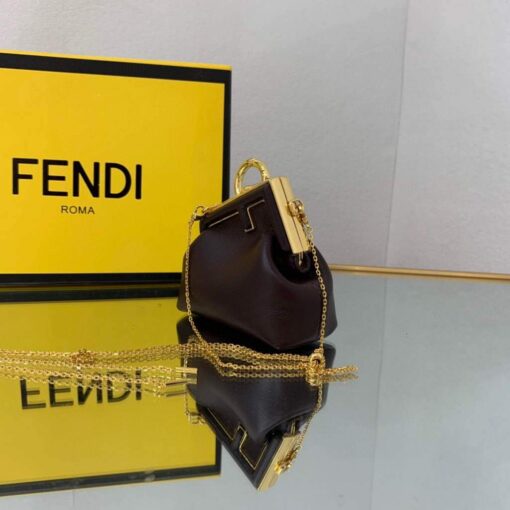 Replica Fendi Nano First Charm Shoulder Bag 7AS051 Dark Brown 3