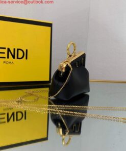 Replica Fendi Nano First Charm Shoulder Bag 7AS051 Black 2
