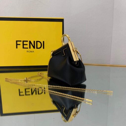 Replica Fendi Nano First Charm Shoulder Bag 7AS051 Black 3