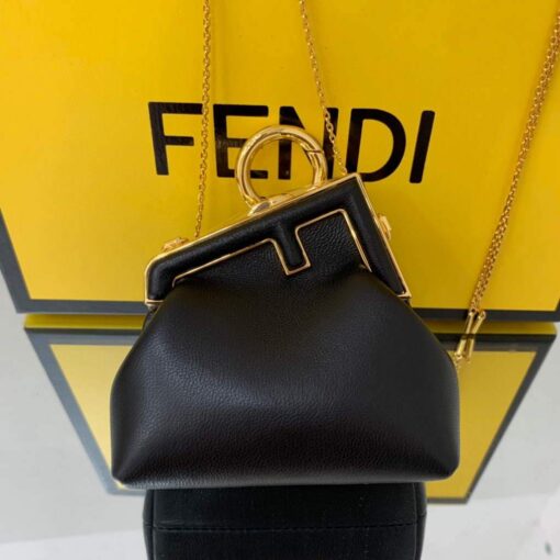 Replica Fendi Nano First Charm Shoulder Bag 7AS051 Black 4