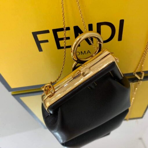Replica Fendi Nano First Charm Shoulder Bag 7AS051 Black 5