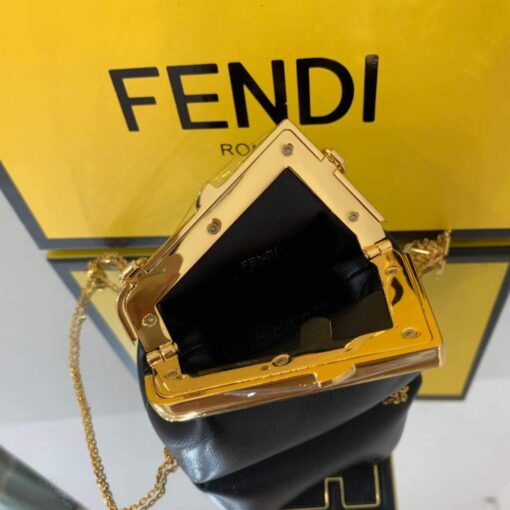 Replica Fendi Nano First Charm Shoulder Bag 7AS051 Black 6