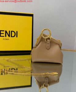 Replica Fendi Nano First Charm Shoulder Bag 7AS051 Apricot 2