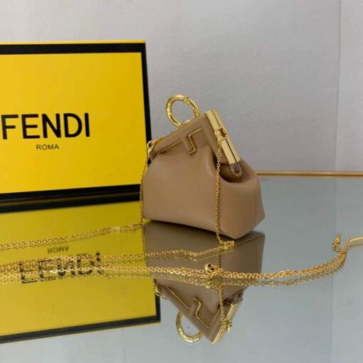 Replica Fendi Nano First Charm Shoulder Bag 7AS051 Apricot 4