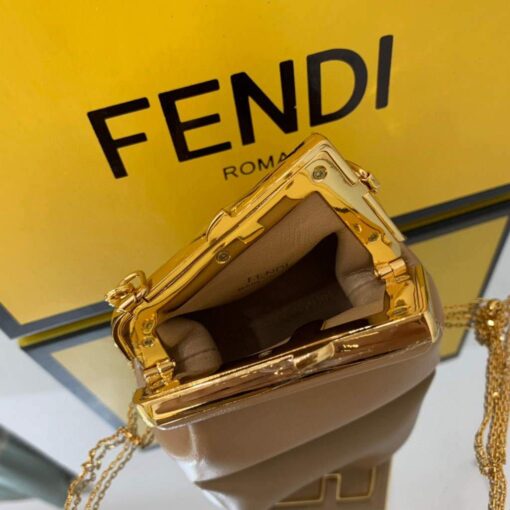 Replica Fendi Nano First Charm Shoulder Bag 7AS051 Apricot 7