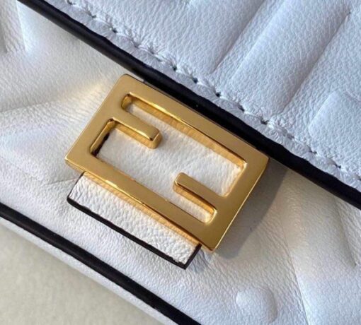 Replica Fendi 7AR844 Nano Baguette Charm White Nappa Leather 3