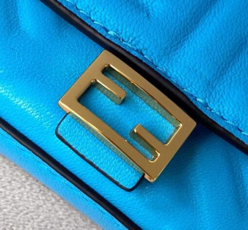 Replica Fendi 7AR844 Nano Baguette Charm Blue Nappa Leather 4