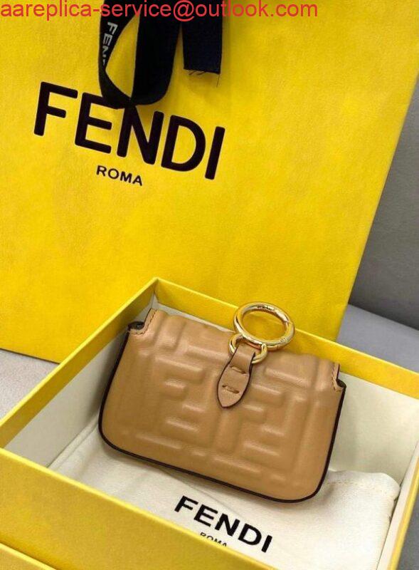 Replica Fendi 7AR844 Nano Baguette Charm Apricot Nappa Leather 2