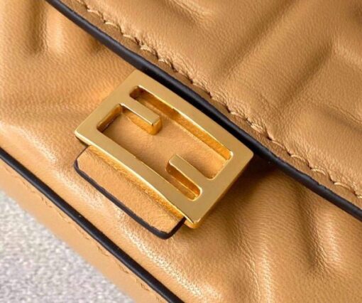 Replica Fendi 7AR844 Nano Baguette Charm Apricot Nappa Leather 3