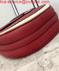 Replica Fendi 655 Fendi Moonlight Shoulder Saddle Leather Bag Red