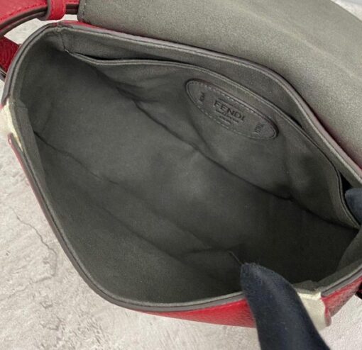 Replica Fendi 655 Fendi Moonlight Shoulder Saddle Leather Bag Red 6