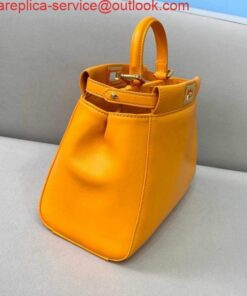 Replica Fendi 8BN244 Peekaboo Iconic Mini Orange Nappa Leather Bag