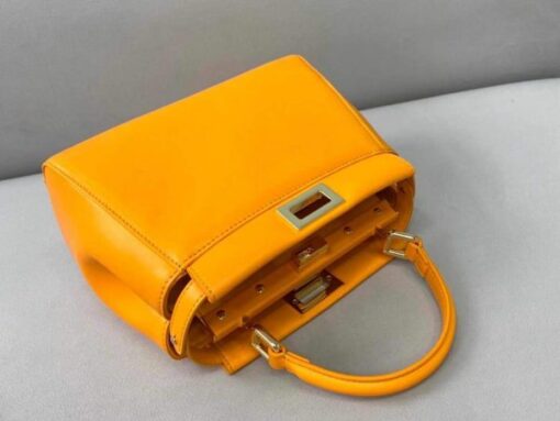 Replica Fendi 8BN244 Peekaboo Iconic Mini Orange Nappa Leather Bag 4