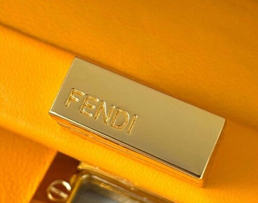 Replica Fendi 8BN244 Peekaboo Iconic Mini Orange Nappa Leather Bag 6