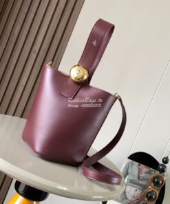 Replica Loewe Mini Pebble Bucket Bag In Mellow Calfskin 973618 Burgund 2