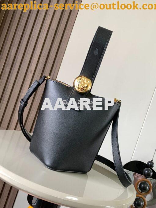 Replica Loewe Mini Pebble Bucket Bag In Mellow Calfskin 973618 Black