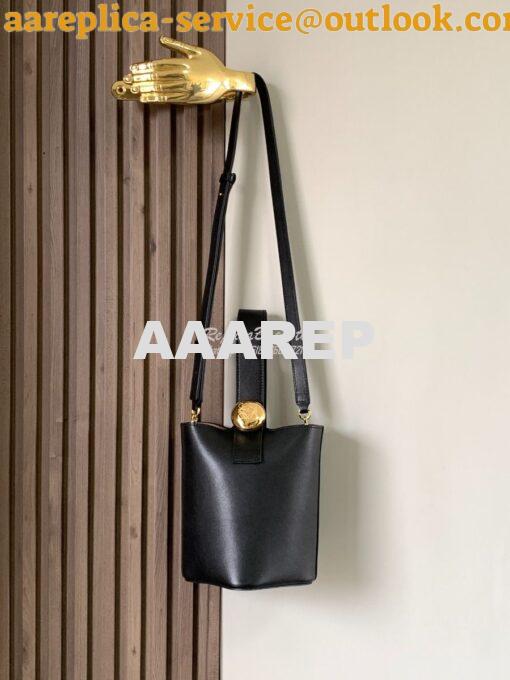 Replica Loewe Mini Pebble Bucket Bag In Mellow Calfskin 973618 Black 2