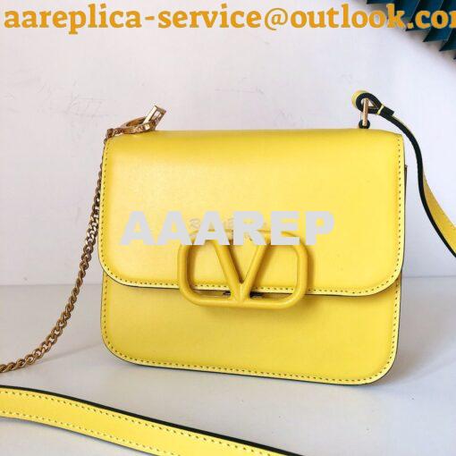 Replica Valentino Small Vsling Shiny Calfskin Shoulder Bag TW2B0F01 Ye 2