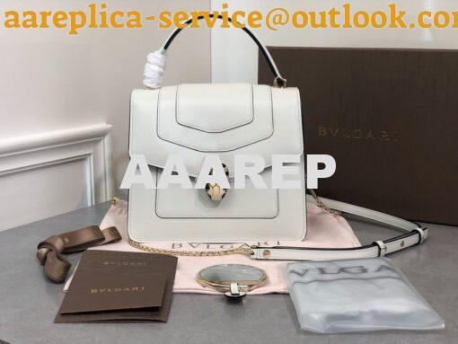 Replica Bvlgari Serpenti Forever Flap Cover Bag with Handle 284537 Whi