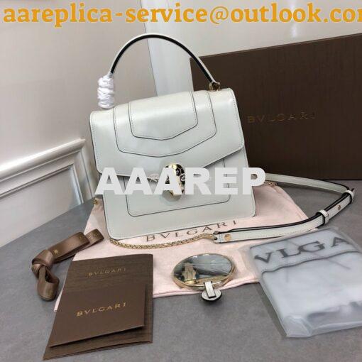 Replica Bvlgari Serpenti Forever Flap Cover Bag with Handle 284537 Whi 2