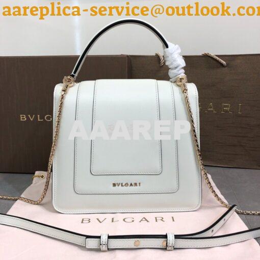 Replica Bvlgari Serpenti Forever Flap Cover Bag with Handle 284537 Whi 3