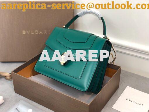 Replica Bvlgari Serpenti Forever Flap Cover Bag with Handle 284537 Gre 3