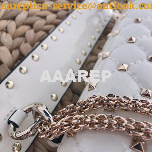 Replica Valentino Garavani Rockstud Spike Patent Leather Chain bag Whi 5