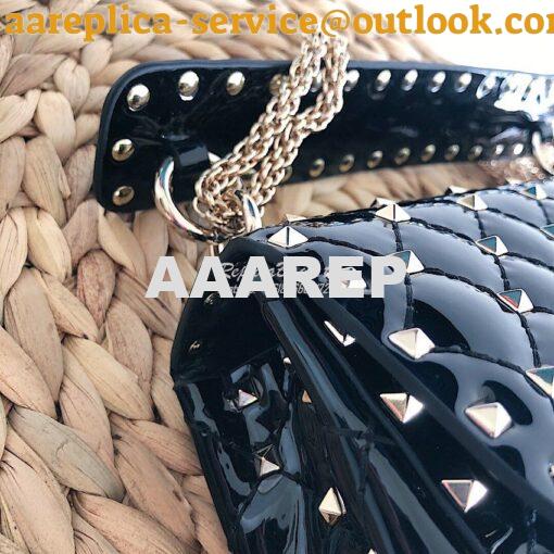 Replica Valentino Garavani Rockstud Spike Patent Leather Chain bag Bla 4