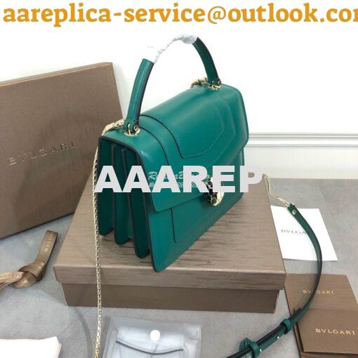 Replica Bvlgari Serpenti Forever Flap Cover Bag with Handle 284537 Gre 9