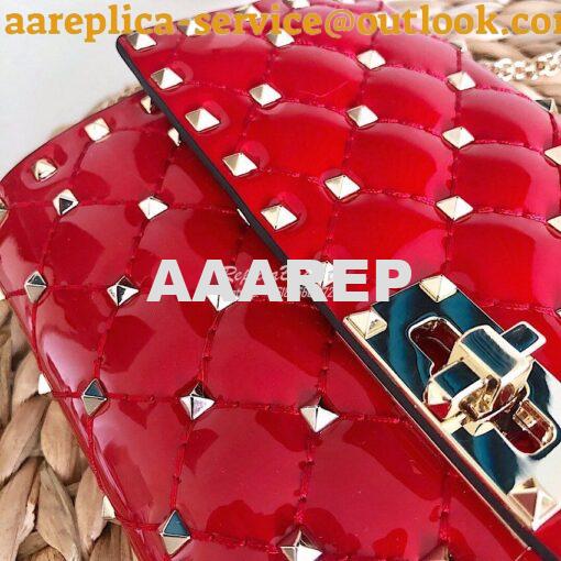 Replica Valentino Garavani Rockstud Spike Patent Leather Bag Red 3