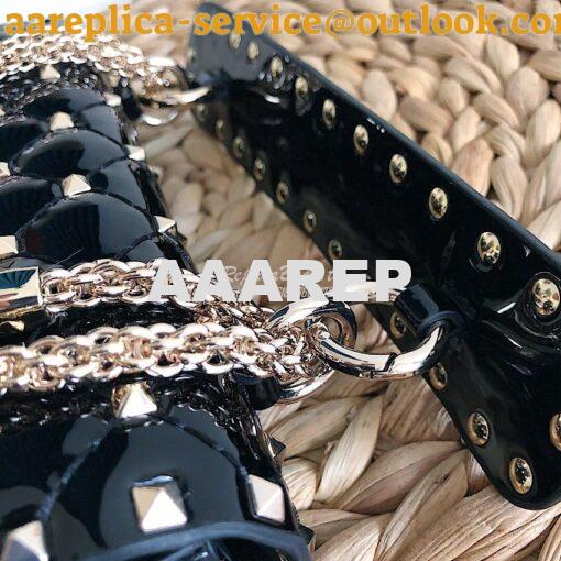 Replica Valentino Garavani Rockstud Spike Patent Leather Chain bag Bla 14
