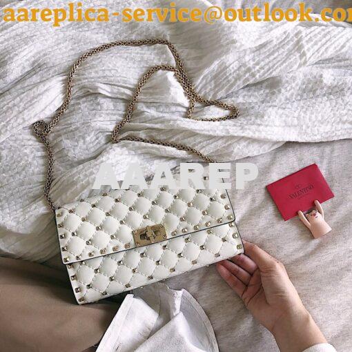 Replica Valentino Garavani Rockstud Spike Patent Leather Bag White 2