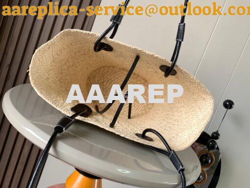 Replica Loewe Small Anagram Basket bag in Iraca Palm and Black Calfski 5