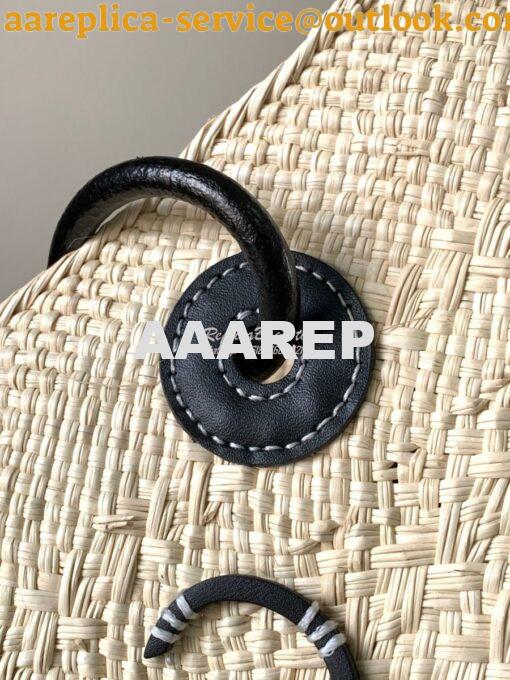 Replica Loewe Small Anagram Basket bag in Iraca Palm and Black Calfski 6
