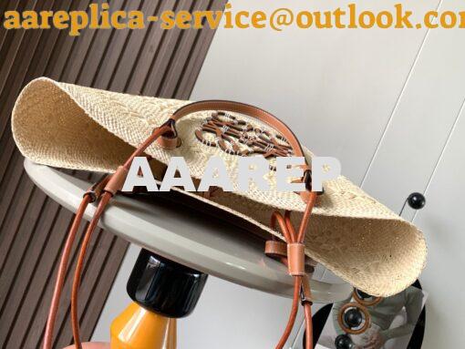 Replica Loewe Anagram Basket bag in Iraca Palm and Calfskin A223T43 6