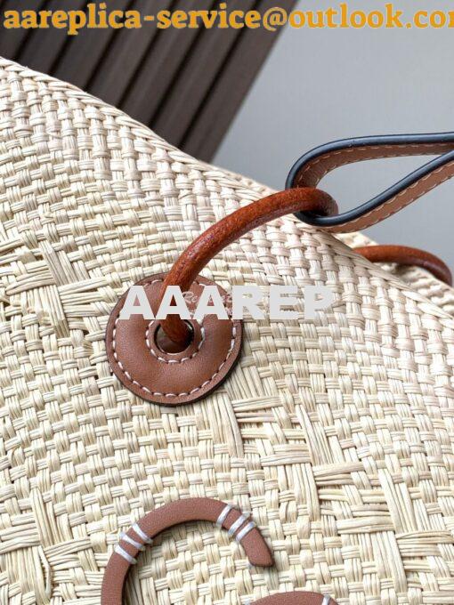 Replica Loewe Anagram Basket bag in Iraca Palm and Calfskin A223T43 7