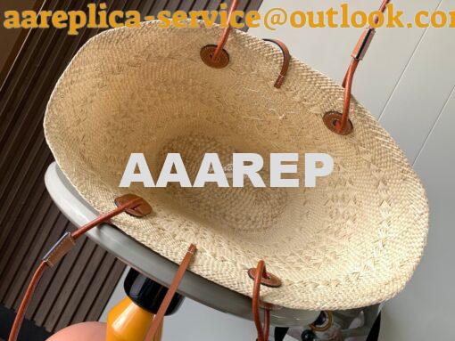 Replica Loewe Anagram Basket bag in Iraca Palm and Calfskin A223T43 9