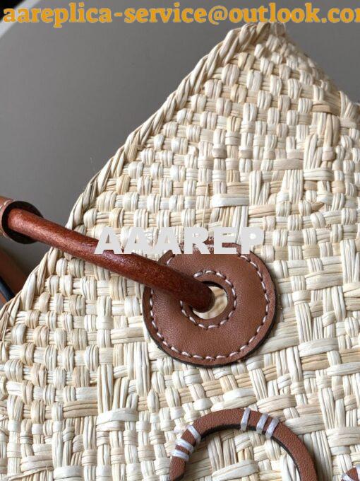 Replica Loewe Small Anagram Basket bag in Iraca Palm and Calfskin A223 6