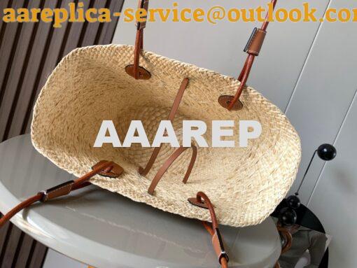 Replica Loewe Small Anagram Basket bag in Iraca Palm and Calfskin A223 10