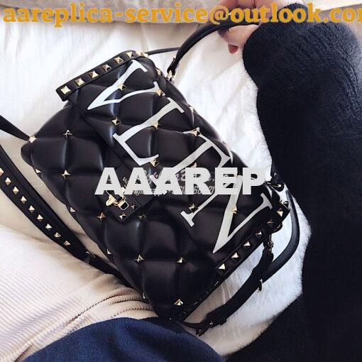 Replica Valentino Candystud Top Handle Bag VLTN black 2