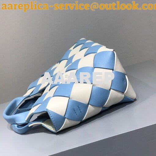 Replica Loewe Mini Woven Basket Bag 66082 White/Blue 6