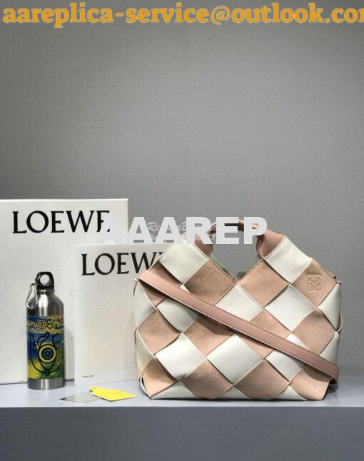 Replica Loewe Woven Basket Bag 66081 White/Pink