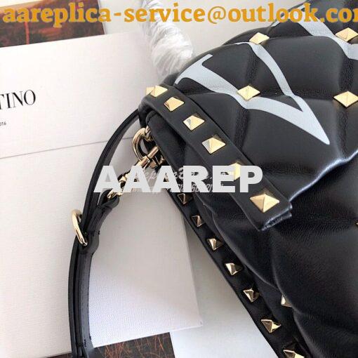 Replica Valentino Candystud Top Handle Bag VLTN black 4