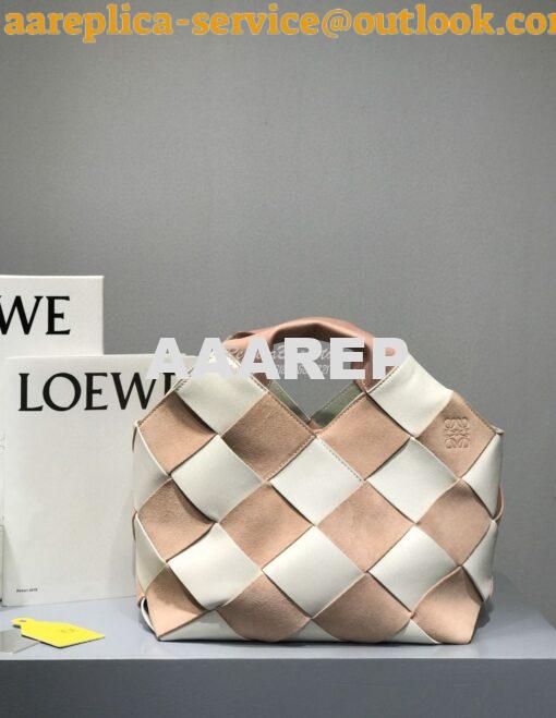 Replica Loewe Woven Basket Bag 66081 White/Pink 4