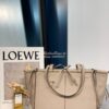 Replica Loewe Cushion Leather-Trimmed Canvas Tote Bag 66025 Taupe 11