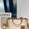 Replica Loewe Cushion Leather-Trimmed Canvas Tote Bag 66025 Taupe 10